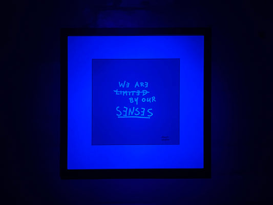 Limited Edition Text – WE ARE LIMITED BY OUR SENSES – LUMINOUS DEPTHS. by Frank Willems.